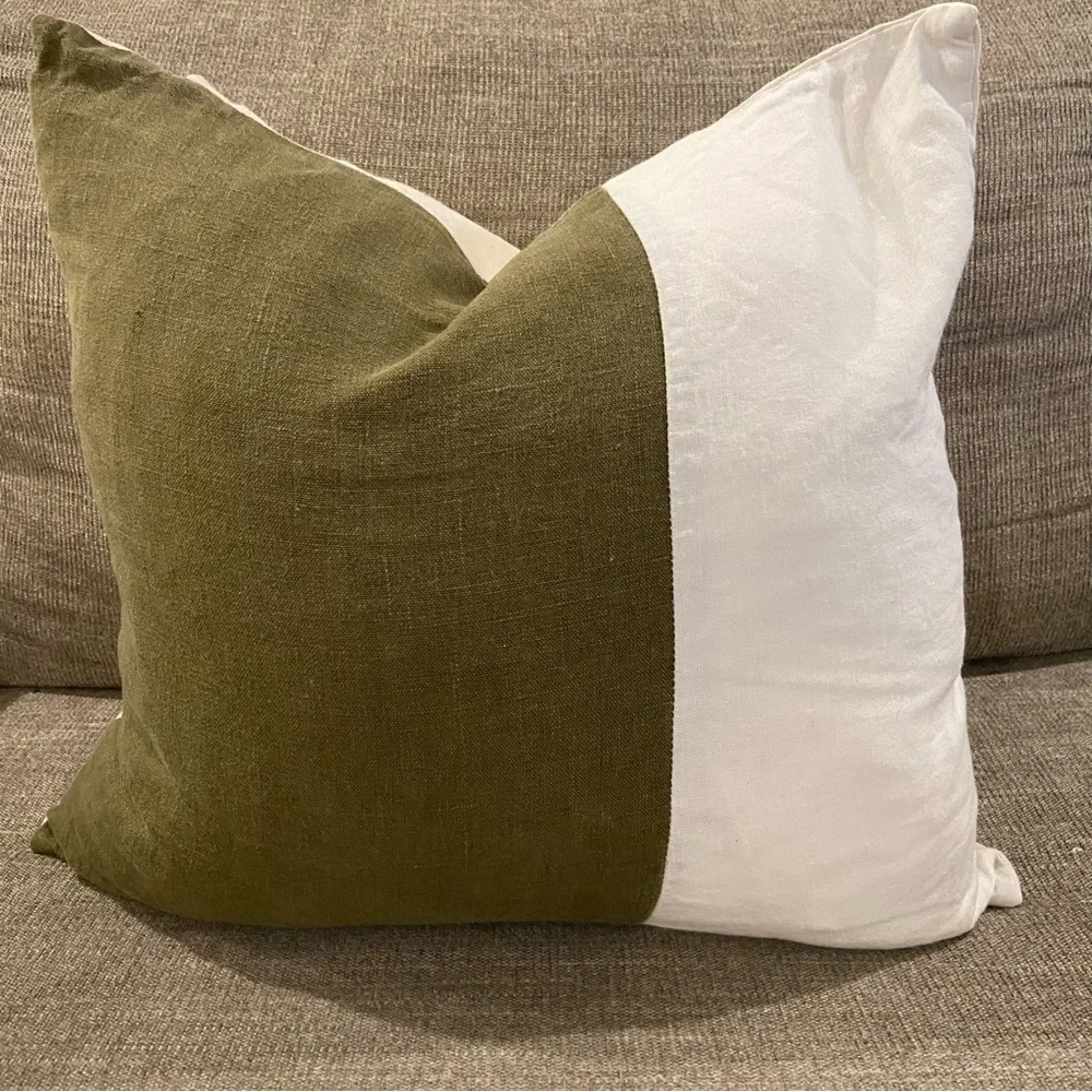 Coterie Brooklyn Two-Tone Green and White Throw Pillow Set of 2